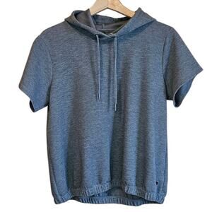 Gaiam Women’s Short Sleeve Hoodie Pullover Heather Grey Rayon Blend Size Large